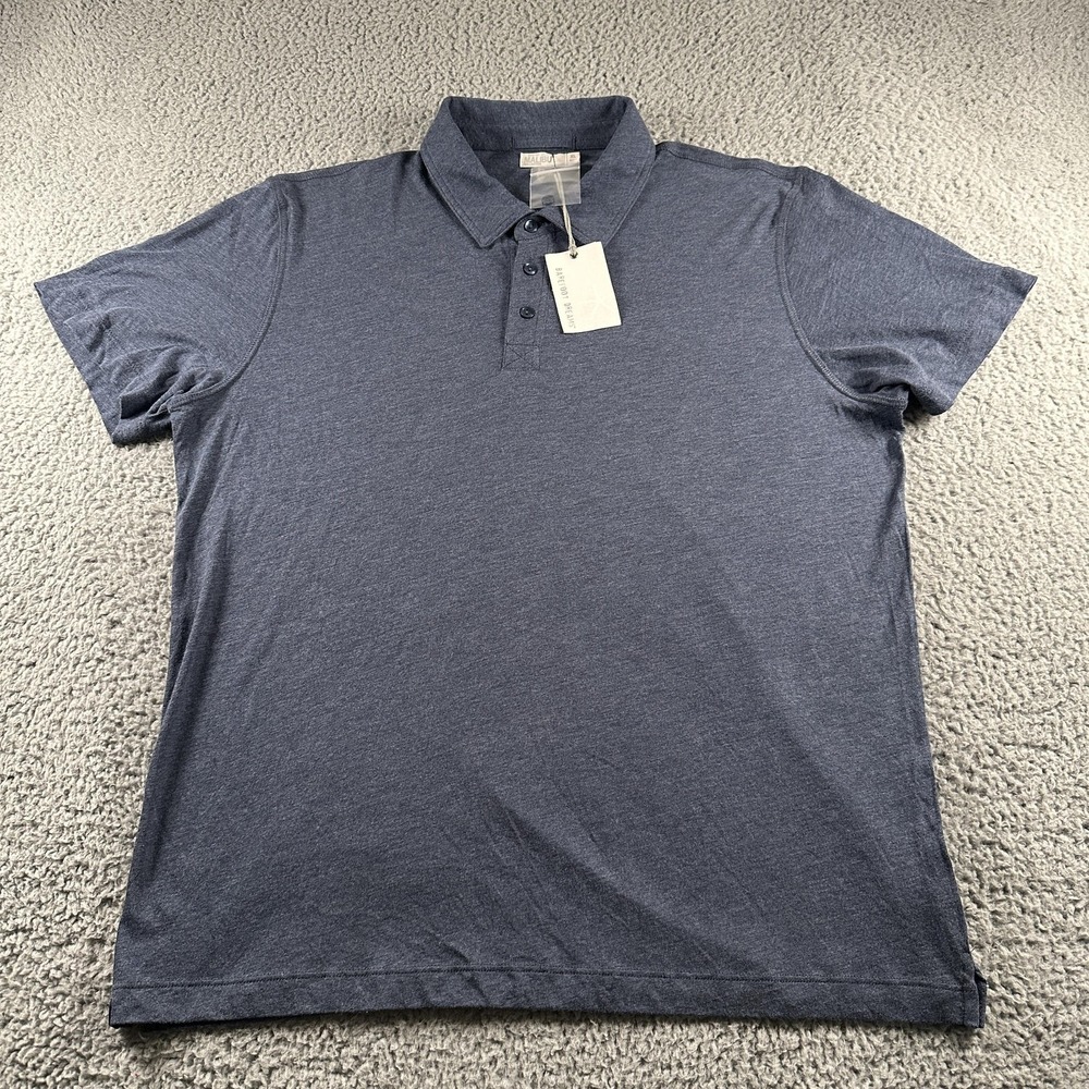 Barefoot Dreams Malibu Collection Polo Shirt Mens XL Blue Lightweight Casual NWT